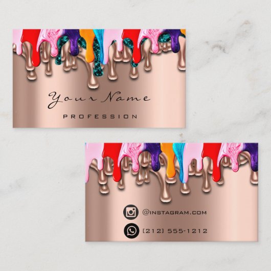 ネイルアーティストスタジオドリップスバラワックスエピレーションメイクアップ 名刺 (正面/裏面)