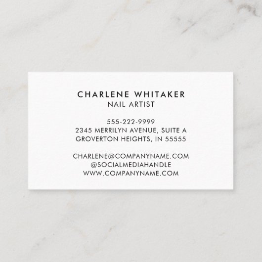 ネイルアーティストスモダンクリプトタイポグラフィピンクポーランド 名刺 (裏面)