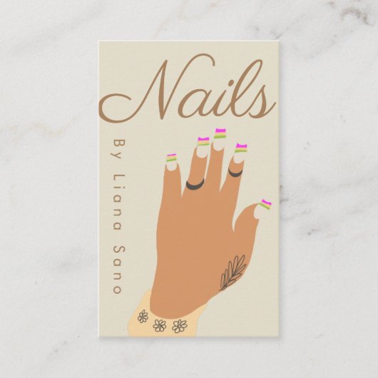 ネイルアーティストタトゥーハンドイラストレーション 名刺 (正面)