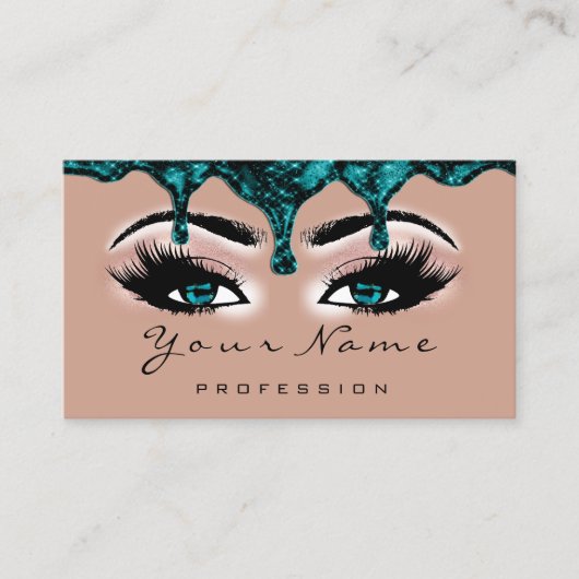 ネイルアーティストティール(緑がかった色)ドリップバララッシュメイクアップブルーアイズ 名刺 (正面)