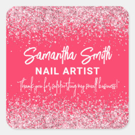 ネイルアーティストテック美しいサロンホットピンクサンキュー スクエアシール