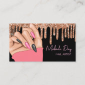 ネイルアーティストデザイナサロンバラフェイクグリッターピンク 名刺 (正面)