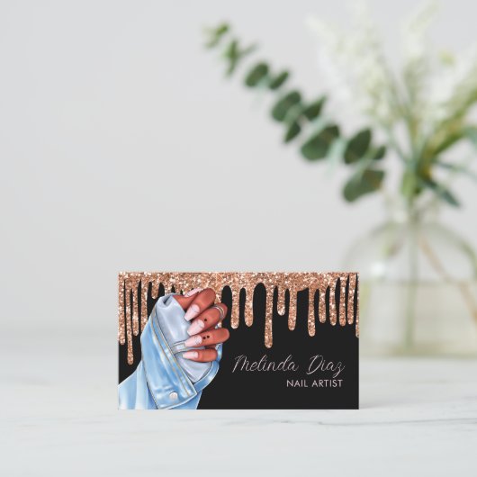 ネイルアーティストデザイナサロンバラフェイクグリッター 名刺 (スタンド正面)