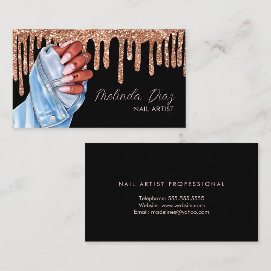 ネイルアーティストデザイナサロンバラフェイクグリッター 名刺 (正面/裏面)