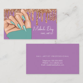 ネイルアーティストデザイナサロンフェイクグリッターティール（緑がかった色） 名刺