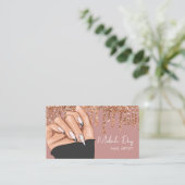 ネイルアーティストデザイナサロンフェイクグリッターバラピンク 名刺 (スタンド正面)