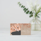 ネイルアーティストデザイナサロンフェイクグリッターバラ金ゴールド 名刺 (スタンド正面)