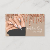 ネイルアーティストデザイナサロンフェイクグリッターバラ金ゴールド 名刺 (正面)