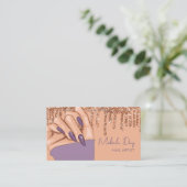 ネイルアーティストデザイナサロンフェイクグリッター紫 名刺 (スタンド正面)