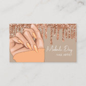 ネイルアーティストデザイナーサロンフェイクグリッターピーチ 名刺 (正面)
