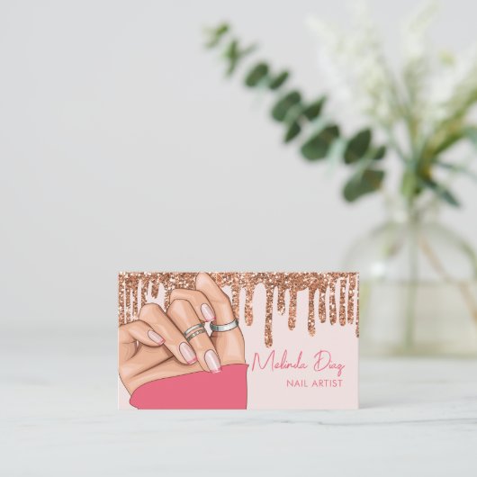 ネイルアーティストデザイナーサロンフェイクグリッターマニキュア 名刺 (スタンド正面)