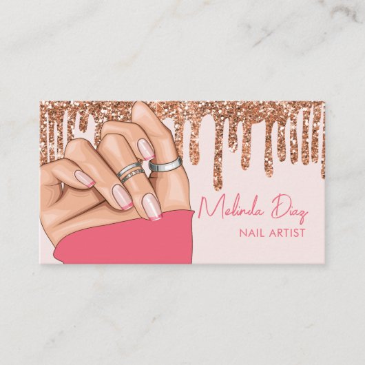 ネイルアーティストデザイナーサロンフェイクグリッターマニキュア 名刺 (正面)