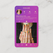 ネイルアーティストパープルピンク金ゴールドインモダンスタグラム 名刺 (正面)