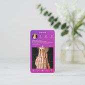 ネイルアーティストパープルピンク金ゴールドインモダンスタグラム 名刺 (スタンド正面)