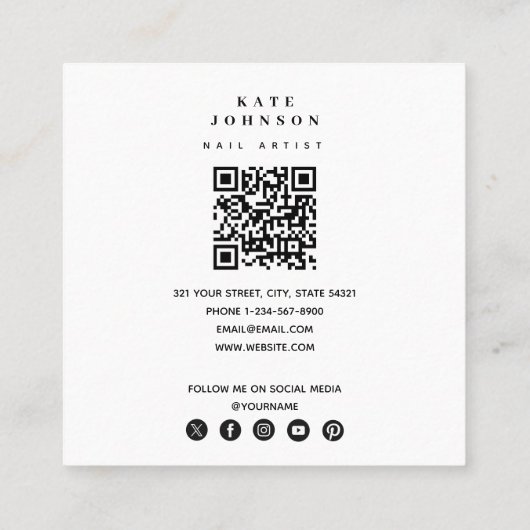 ネイルアーティストビーサロンマニキュアフォトスクエア スクエア名刺 (裏面)