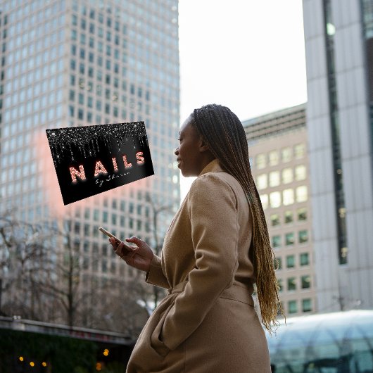 ネイルアーティストブラックドリッププロフェッショナルグリッターバラ 名刺