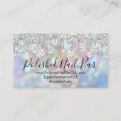 ネイルアーティストブルーホログラフィックダイヤモンドシルバー 名刺 (正面)