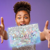 ネイルアーティストブルーホログラフィックダイヤモンドシルバー 名刺