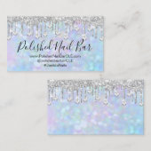ネイルアーティストブルーホログラフダイヤモンドシルバードリップ 名刺 (正面/裏面)