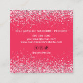 ネイルアーティストホットピンクグリッターサロン スクエア名刺 (裏面)