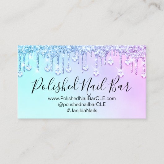 ネイルアーティストホログラフダイヤモンドドリップスピンキーダイヤモンド 名刺 (正面)