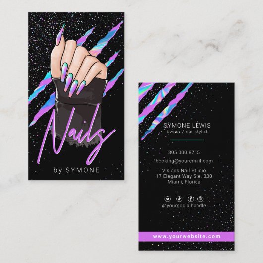 ネイルアーティストホロモダングラフィックGlam名刺 名刺 (正面/裏面)