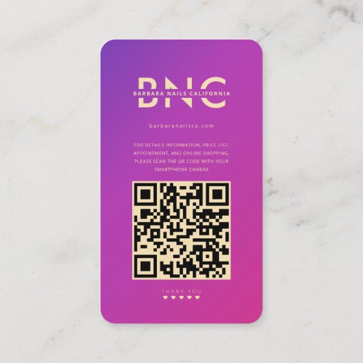 ネイルアーティストマニキュアパープルピンクインモダンスタグラム 名刺 (裏面)