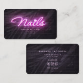 ネイルアーティストマニキュア美しいサロンネオンピンクパープル 名刺 (正面/裏面)