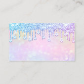 ネイルアーティストメイクアップピンクホログラフダイヤモンドドリップ 名刺 (裏面)