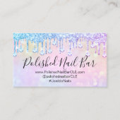 ネイルアーティストメイクアップピンクホログラフダイヤモンドドリップ 名刺 (正面)