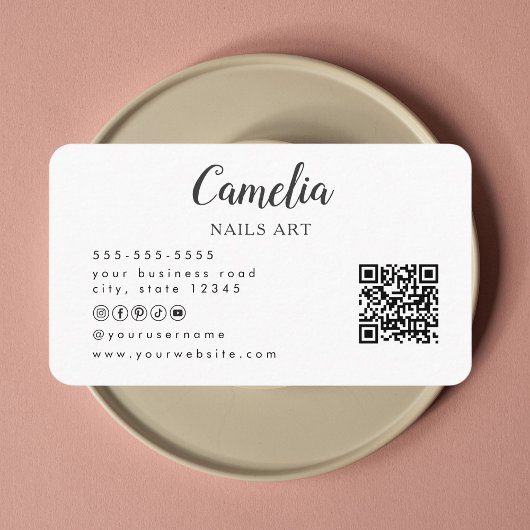 ネイルアーティストモダンサロンQrコード名刺 名刺