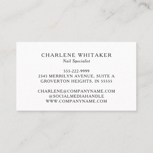 ネイルアーティストモダンタイポグラフィピンク 名刺 (裏面)