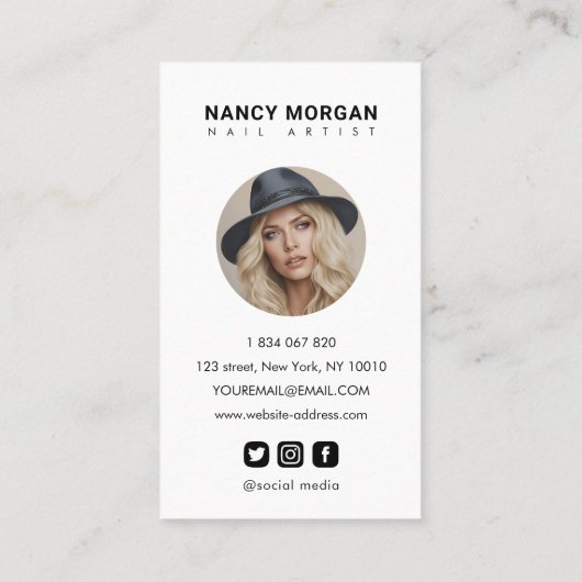 ネイルアーティストモダンタイポグラフィフォトコラージュ 名刺 (裏面)