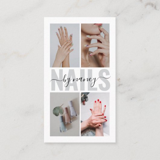 ネイルアーティストモダンタイポグラフィフォトコラージュ 名刺 (正面)