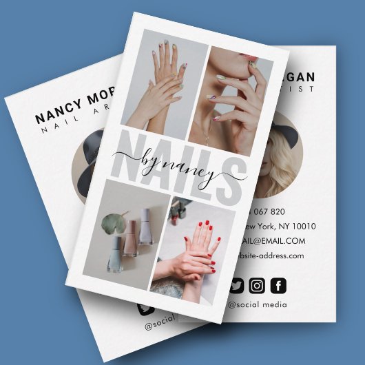 ネイルアーティストモダンタイポグラフィフォトコラージュ 名刺