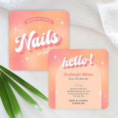 ネイルアーティストモダンマニキュアグルーヴィートレンディーピーチ スクエア名刺