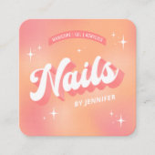ネイルアーティストモダンマニキュアグルーヴィートレンディーピーチ スクエア名刺 (正面)
