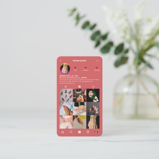 ネイルアーティストモダンマニキュリストコーラルインスタグラム 名刺 (スタンド正面)