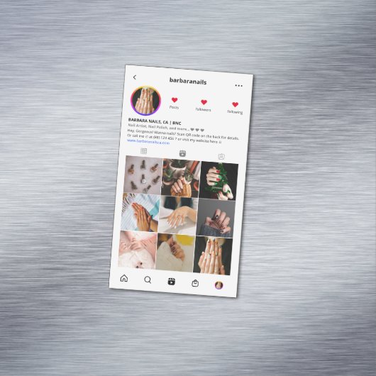 ネイルアーティストモダン爪、 ネイル美しいサロンインスタグラム マグネット名刺 (インサイチュ)