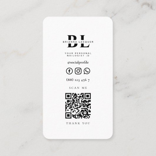 ネイルアーティストモダン爪、 ネイル美しいサロンマニキュア 名刺 (裏面)