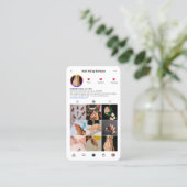 ネイルアーティストラッシュテックピンクインスタグラムモダン 名刺 (スタンド正面)