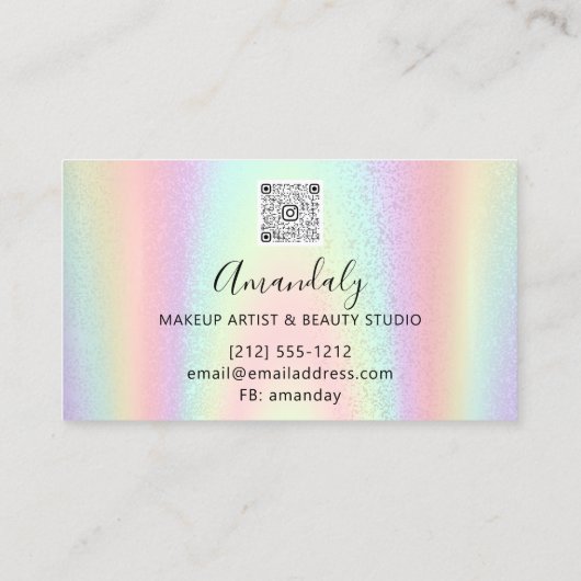 ネイルアーティストラッシュヘアドレッサーロゴQRホログラフ 名刺 (裏面)