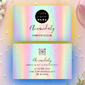 ネイルアーティストラッシュヘアドレッサーロゴQRホログラフ 名刺