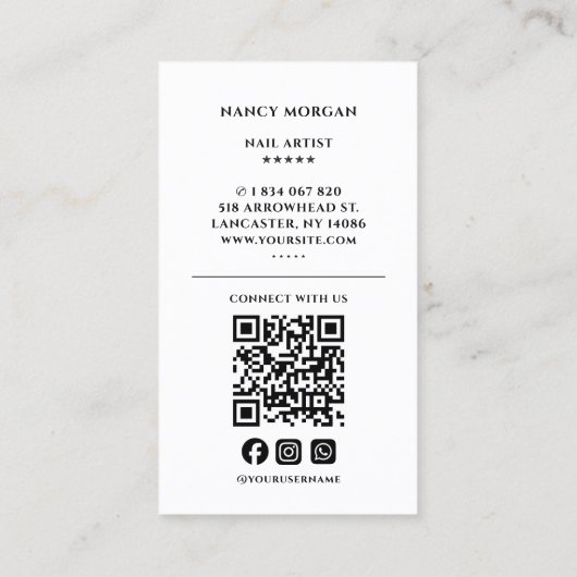 ネイルアーティスト写真QRコード名刺 名刺 (裏面)