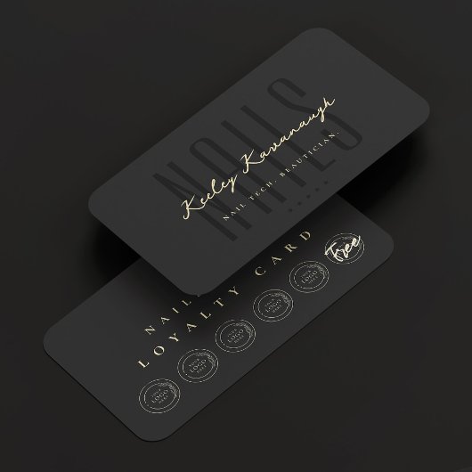 ネイルアーティスト技術者パンチブラックロイヤリティカード 名刺