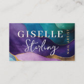 ネイルアーティスト抽象芸術紫金ゴールド波色 名刺 (正面)