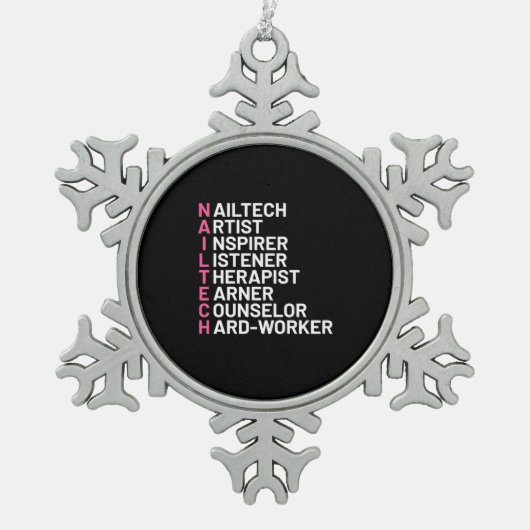 ネイルアーティスト検査器 スノーフレークピューターオーナメント (正面)