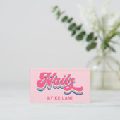 ネイルアーティスト爪、 ネイルバイグルーヴィーレトロカラフル スタイリッシュ 名刺 (スタンド正面)