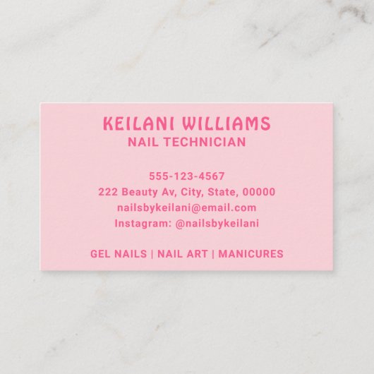 ネイルアーティスト爪、 ネイルバイグルーヴィーレトロカラフル スタイリッシュ 名刺 (裏面)