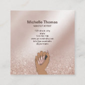 ネイルアーティスト署名バラ金ゴールドネイリスト スクエア名刺 (裏面)